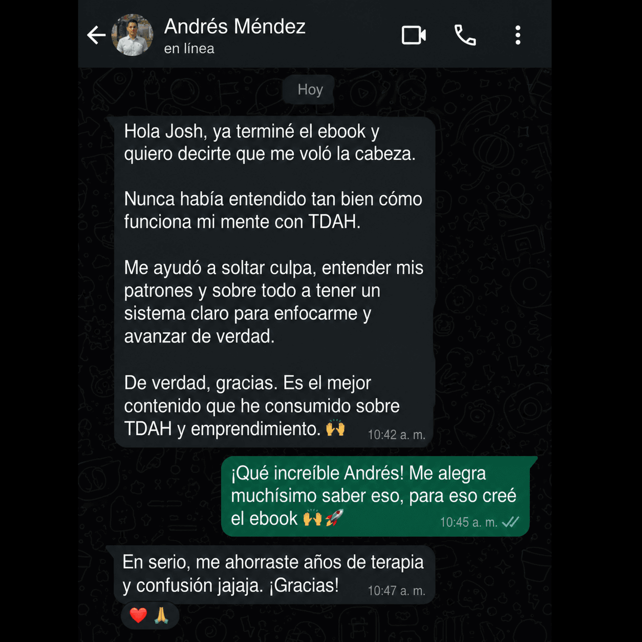Screenshot de WhatsApp de Andrés M.