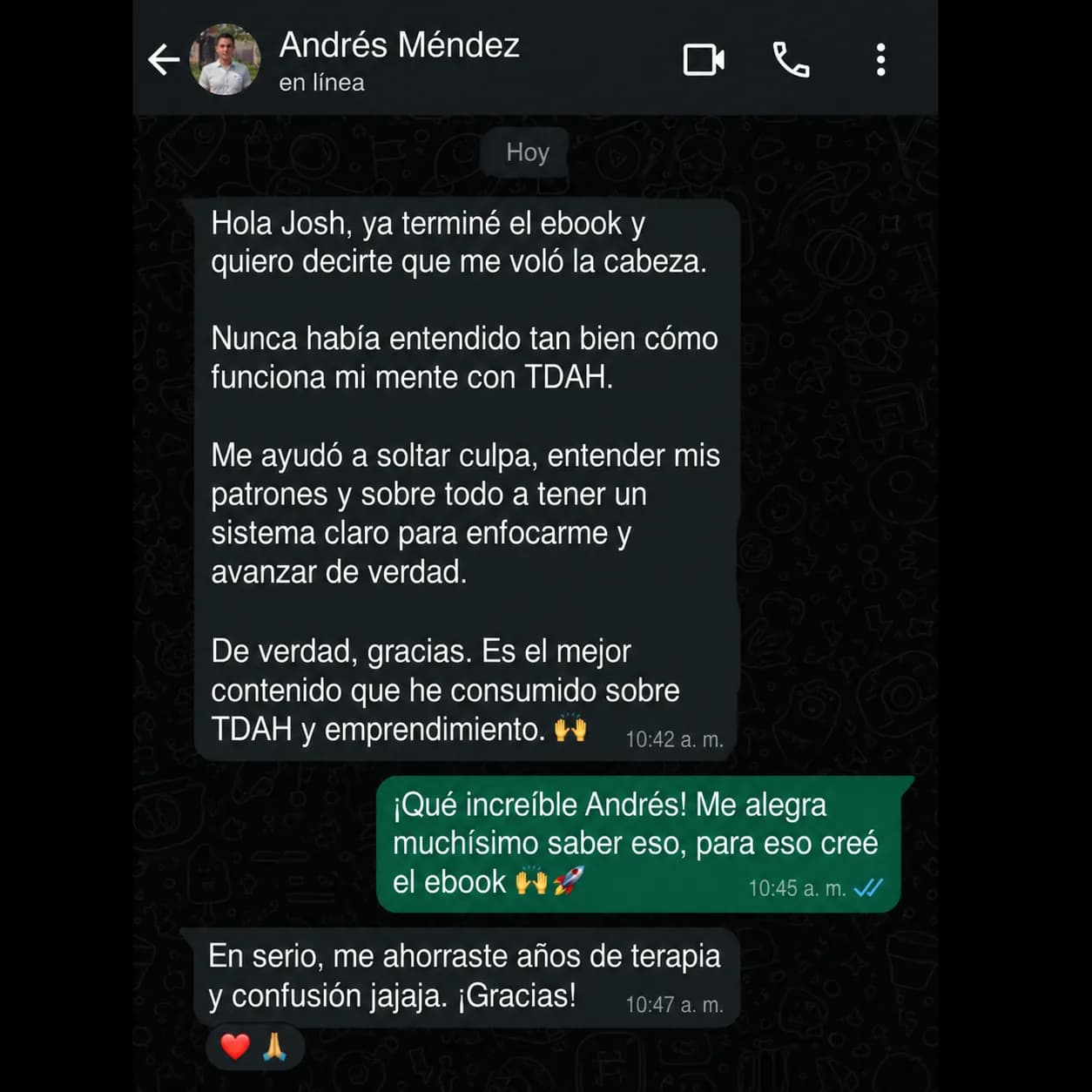 Screenshot de WhatsApp de Andrés M.
