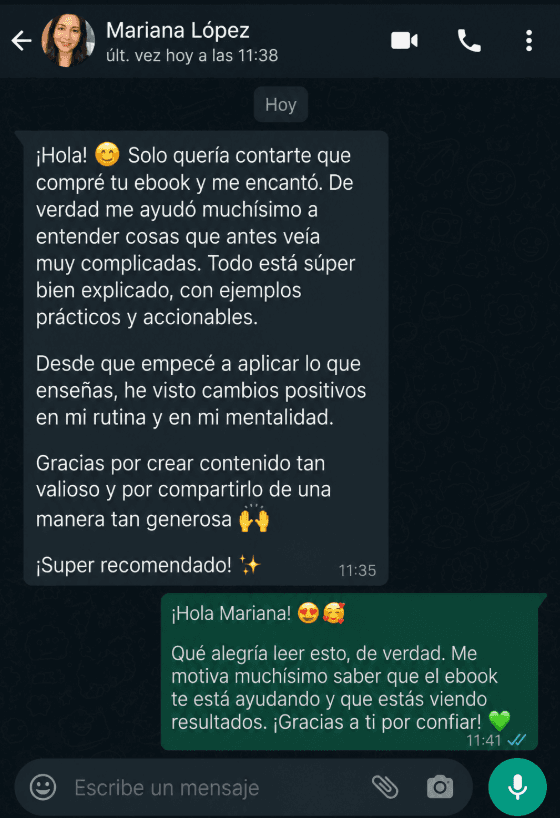 Screenshot de WhatsApp de Mariana L.