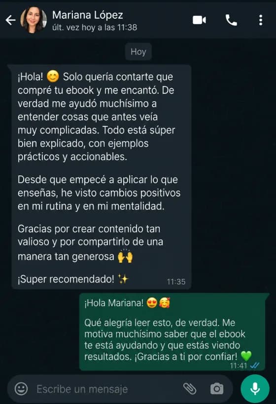 Screenshot de WhatsApp de Mariana L.